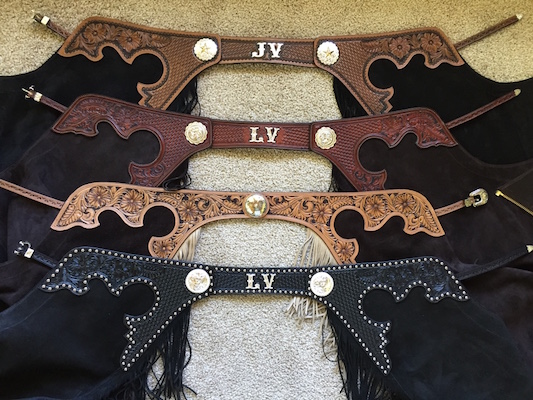 A grouping of custom show chaps ready to go
