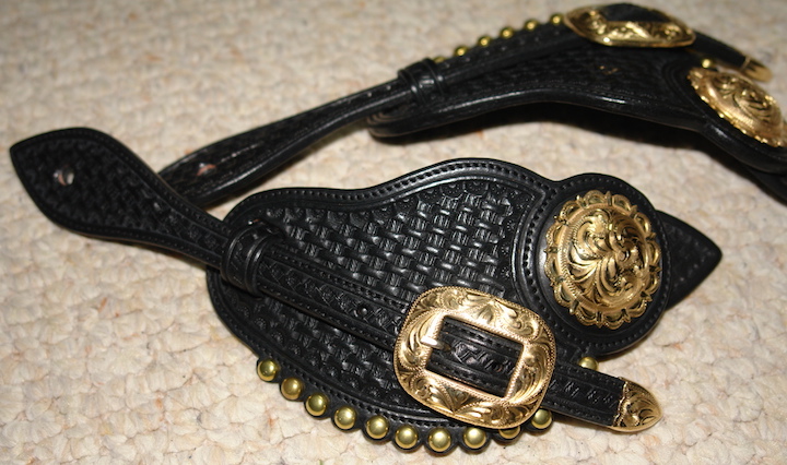 Black and Brass Spur Straps