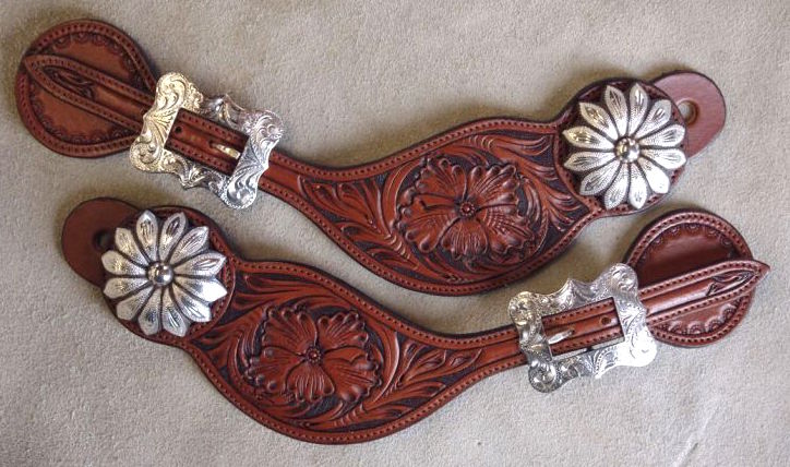 Sterling Flower Concho Spur Straps